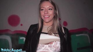 Public Agent - Golden-haired French cutie caught masturbating in street fast hard bang POV oral job