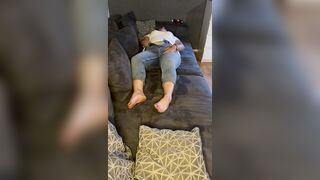 Bonie and Clyde's Masturbation Foreplay Bed Jeans Trembling Twitch Groaning Multiple Climax Snatch