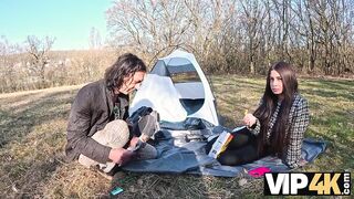 VIP4K. Shy brunette hair Vanessa Alessia is losing her virginity