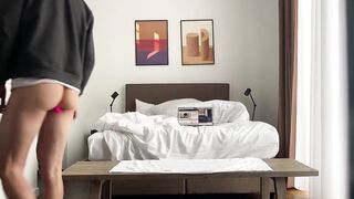 Remote-Controlled Lush and Plug Drive Him to Explosive Cum on Hotel Floor