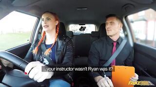 Fake Driving School GINGER Large Breasts and Curly GINGER Snatch in Sexy Exam Screw
