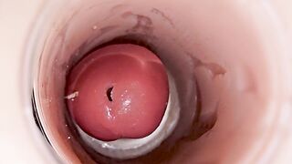 Camera inside unfathomable twat captures massive cumshot of jizz