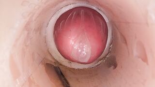 The camera in the unfathomable snatch records a biggest cumshot of semen into the fucking-rubber