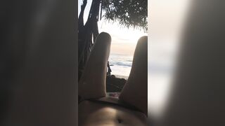 Public masturbation and flash compilation on the beach with people around