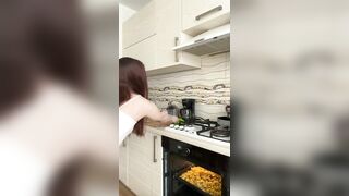 Excited sweetheart likes large knobs
