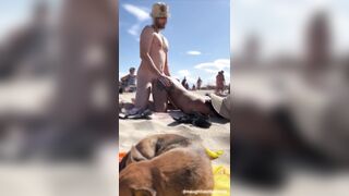 Exhibitionist pair having sex on the beach