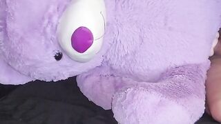 Side view screwing teddy bear from behind ????