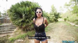 Public Agent ESPAÑOL - Black Latin chick with massive natural LARGE TITTIES has enjoyment outside