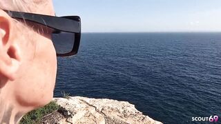 Nymphomaniac Fit German Aged Sophie Logan wth Abs and Many Tattoos Pick Up for Public Screw