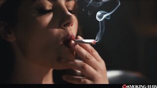 Valentina Nappi Smokin' Cigarette - Hot Italian Angel with Red Lipstick Prepares for Oral job & Tugjob