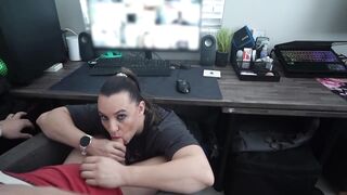 Secret Zoom Blow job—Drank Each Drop During the time that This guy Was on a Work Call