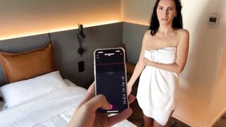 stepmother shares couch with stepson in hotel