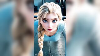 Looks like Queen Elsa is training hard. What's this babe training for? AI-generated