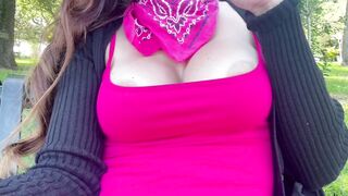 European Stepmom Artemisia Love Flashing her yummy titties outside solo melons fetish session