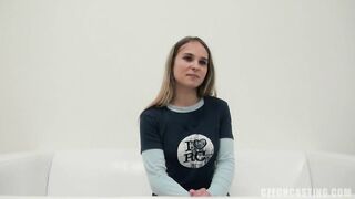 Golden-haired Teen Gives a 1st Blow job in front of Camera