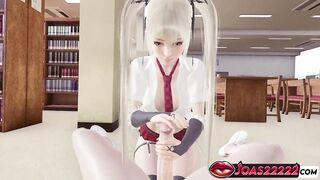 Breasty Golden-haired Marie Rose (Dead or Alive) – Hawt Intence Tugjob, Sloppy Oral job In Silent Library, Throat Bang Ending With Cum On Face CG Animation In Sweetheart Elect two