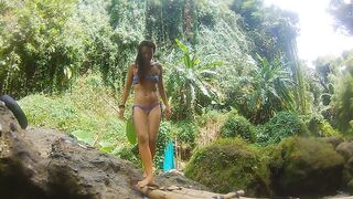SNATCH FALL public FLASH and PEE #Tourist atraction Waterfall in Jungle