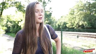 GERMAN SCOUT - Natural Angel Riddy with unshaved Twat get multiple Climax at Pick Up Casting