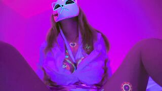Neon Glow Huge Titties Masked Playgirl Goes Wild Solo Masturbating with Hentai Groans - LilyKoti