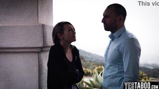 Tiny bushy golden-haired mother I'd like to fuck has to let a large dong guy screw her taut lil twat