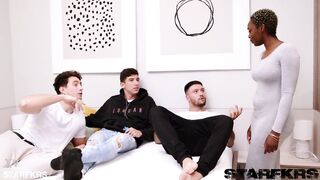 Black Floozy Zaawaadi Gets Screwed By three Coarse Males!