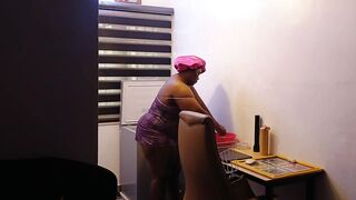Domestic Duties: Black Chubby Butt Hottie bending over