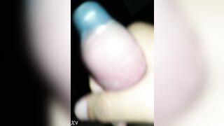 Youthful chap spouting cum on a cock rubber