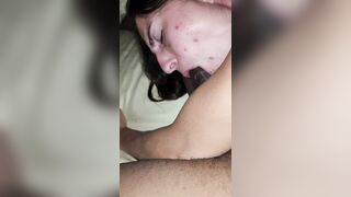 Cumming with a schlong in her throat is so cute!