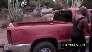 Breasty Blond Chick Getting DPed By 2 Ebony Dudes - Rebel Rhyder