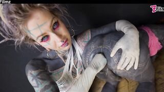 T-GIRL ANAL stretching by TATTOOED femdom-goddess - BOOTY fisting FEMDOM pair (punk, goth, emo porn) ZF163