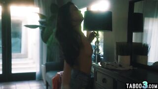 Petite titted oriental cutie riding on an old pervs large shlong