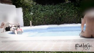 Having joy in a pool of a swinger club!!