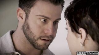 Man cheating with his wife Nicole Sages home nurse Olive Glass right next to her.The breasty mother i'd like to fuck made sure her patient is out for hours and sucks wang