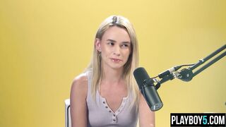 Unshaved bush teen blond pornstar plays with her vagina until climax