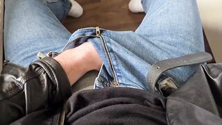 PhantomGentX in Leatherjacket with Sexy Dirtytalk! Slaver Takes Jeans Off & Edges Large Wang to Brink