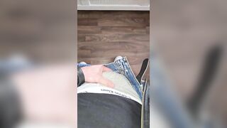 Hawt Taskmaster in Leatherjacket rubs his Bulge! PhantomGentX in Grey Calvin Klein Boxers Strokes Large Dong Hard