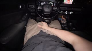 Filthy talk and groaning in the car *dirty spunk fountain* loud hunk