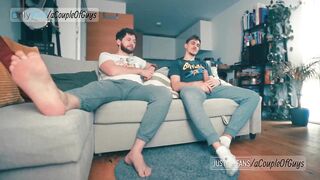 Got Hard Watching TV with my Bro / Mutual jerk-off / Helping every other Cum /