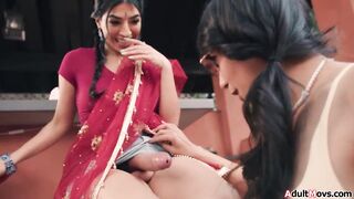 Large bazookas Futanari sweethearts Roxie Sinner and mother i'd like to fuck Andi Anderson invited futa neighbour Jasmine Sherni over.They suck and bang their large schlongs for a facial