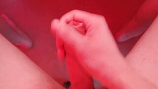 Hunk masturbating large rod POV
