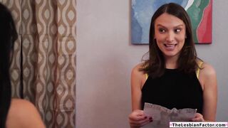 Idelsy Love discloses to her neighbour Izzy Lush that shes her online sex fellow. Izzy kisses her then disrobe nude and have the latin babe lick her vagina.