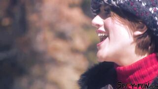 Breasty Brunette hair Is Having Outdoor Sex In The Snow