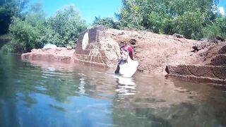 Underwater Swimming With Small Inked Goth Gal Nora Redmain