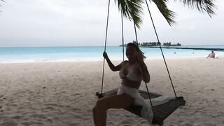 Hawt Olesya Malibu swings on a swing in the Maldives