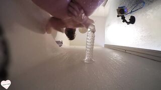 Vixen Corpulent mother I'd like to fuck Has Self-Care Sunday in the Shower With LARGE Clear Vibrator!