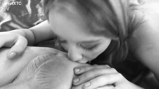 Russian Rim - eighteen YO Chick Eats Booty & Gets Throatfucked, Footfucked & Facialled