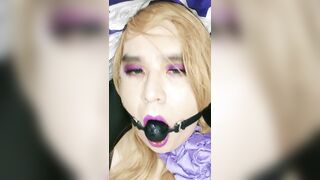 Lisa Crossplayer, masturbating, gagging and puting on chastity cage