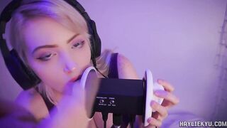 Ear Giving a kiss Licking Tingles + Throat Sounds ASMR