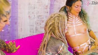 three Inked Beauties Wrecked by two Lads in Hardcore Fuckfest