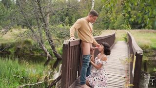 Cum all Over His Fiancée's Titties in the Woods